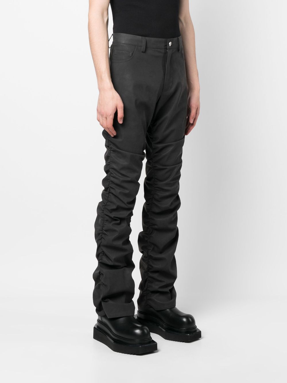 Shop Misbhv Ruched-detail Tapered Trousers In Grey