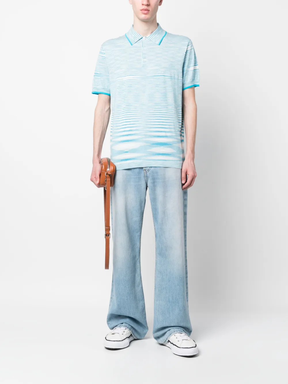 Missoni Gebreid poloshirt - Blauw