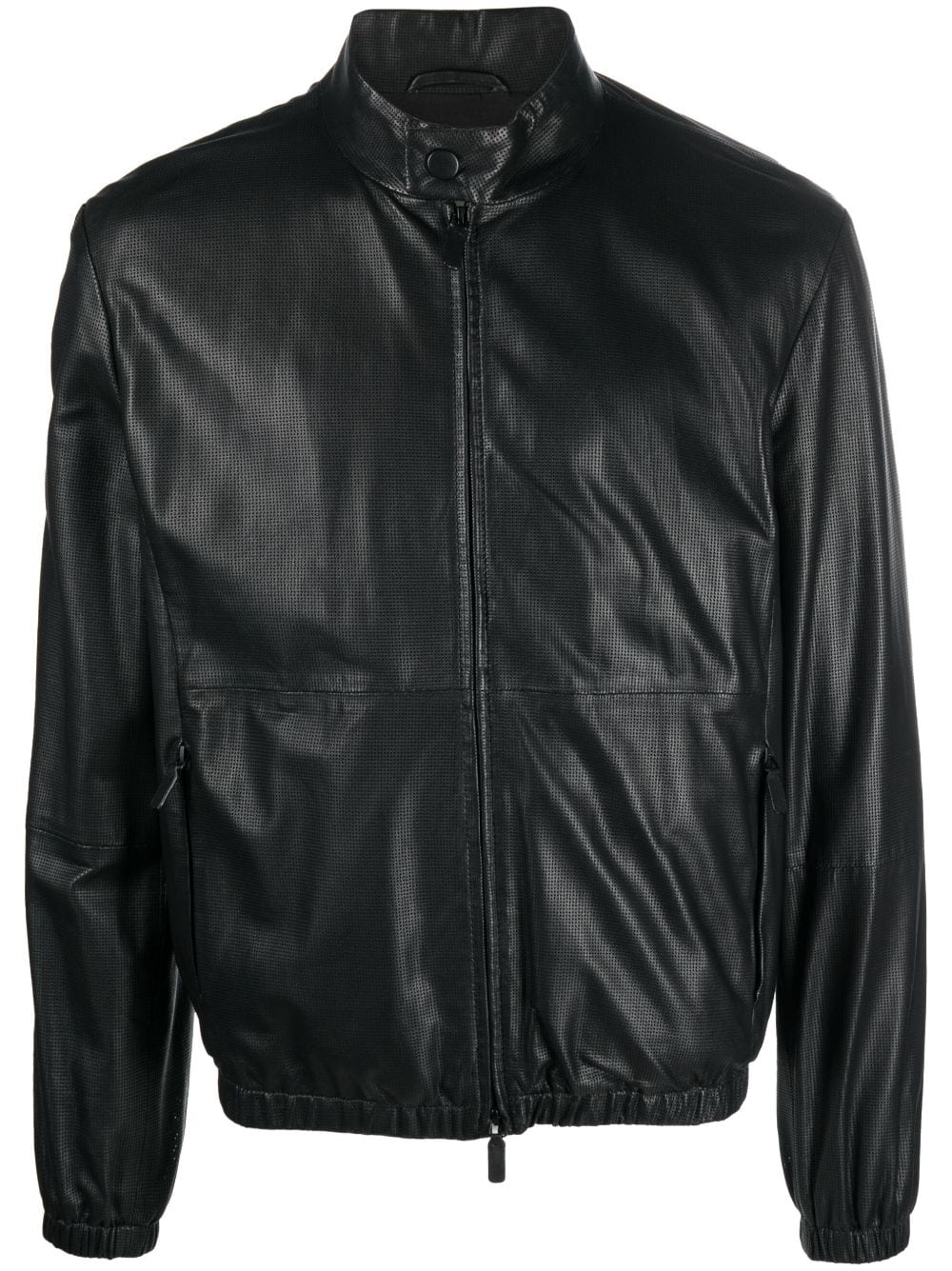 Emporio Armani Perforated Leather Bomber Jacket - Farfetch