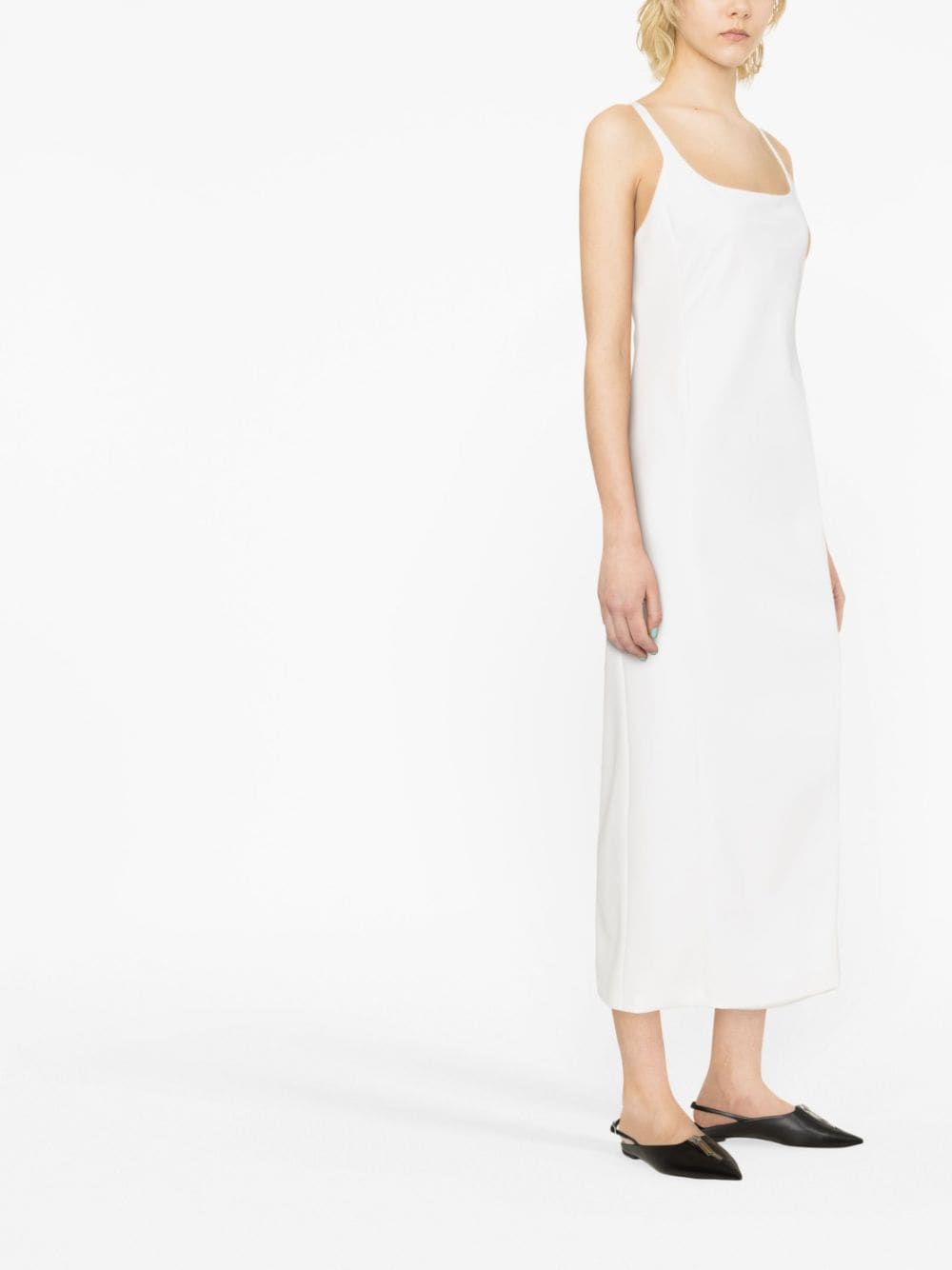 Shop Emporio Armani Cut-out Midi Dress In White