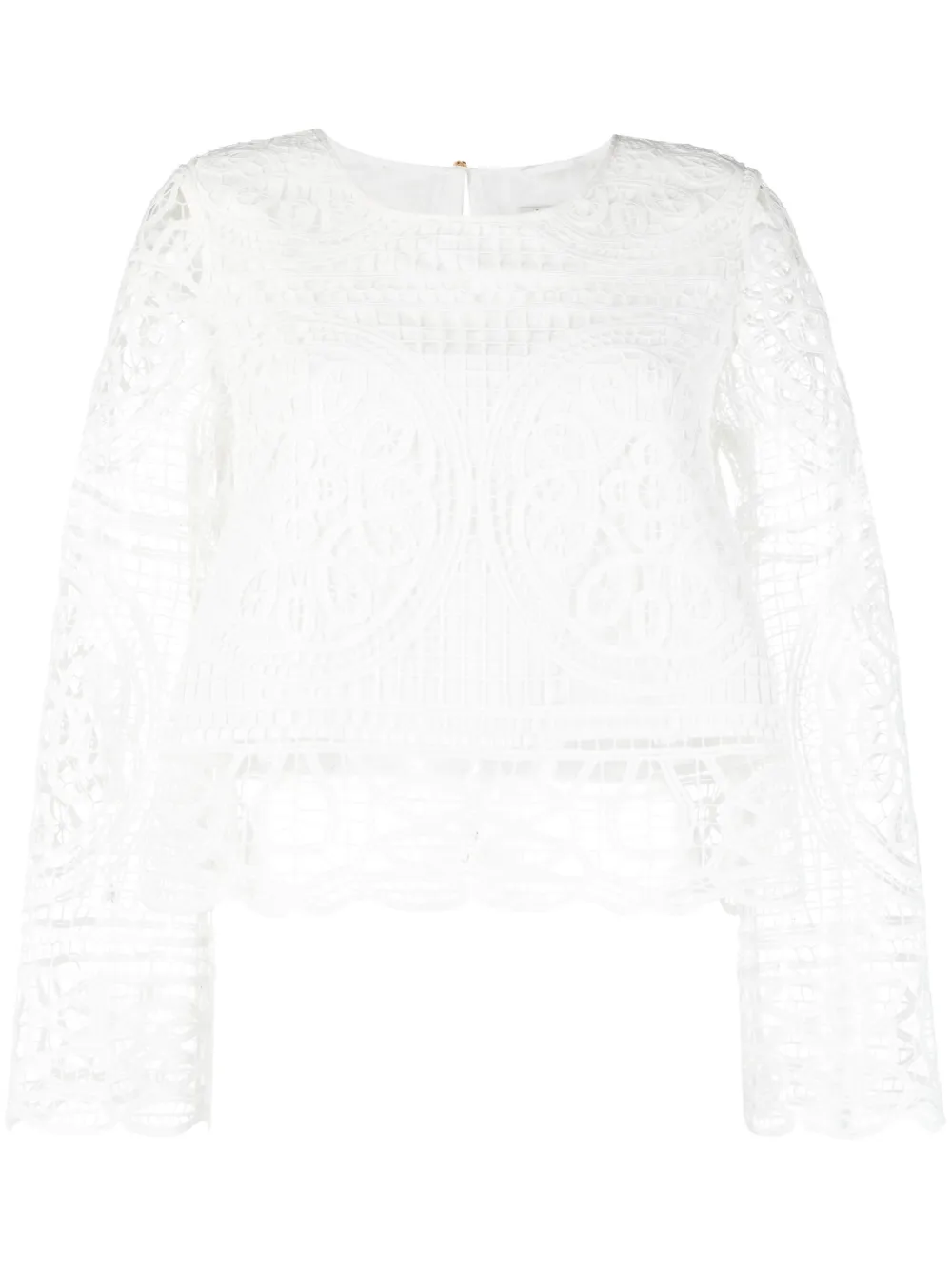 Max & Moi Guipure-lace Long-sleeve Top In White