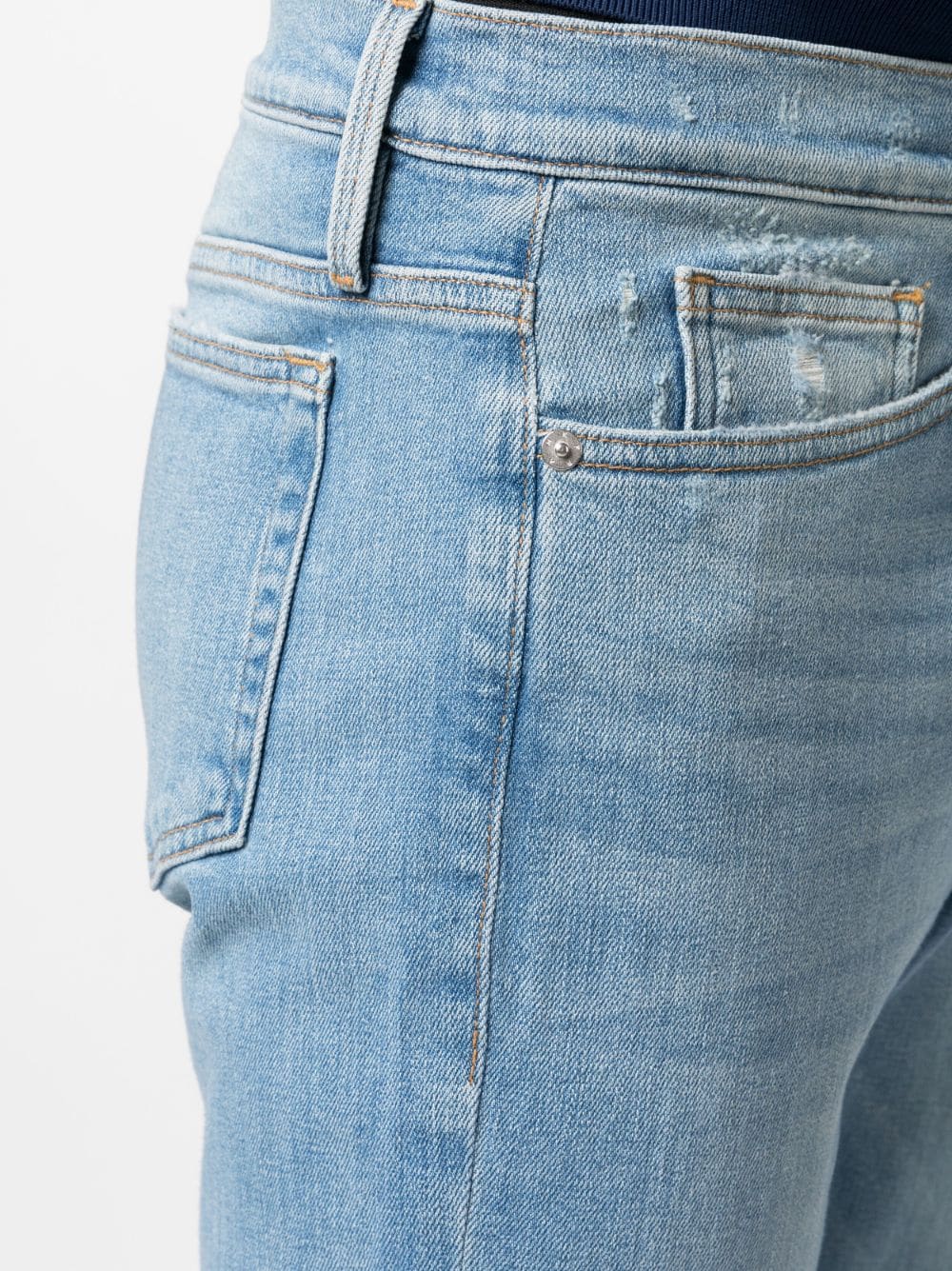 Shop Frame Slim-fit Cotton Jeans In Blue