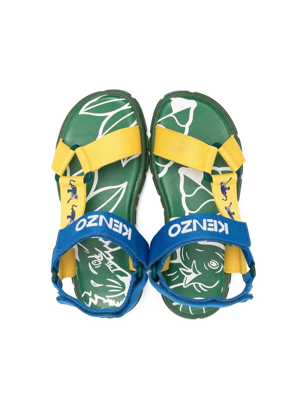 Shop Kenzo Colour-block Touch-strap Sandals In Green
