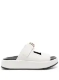 Furla logo-plaque leather platform slides - Neutrals