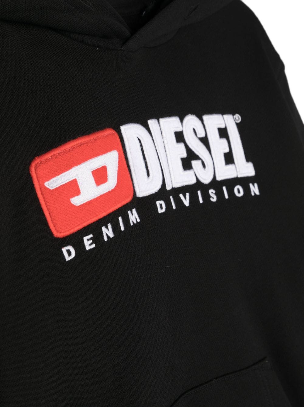 Shop Diesel Logo-embroidered Cotton Hoodie In Black