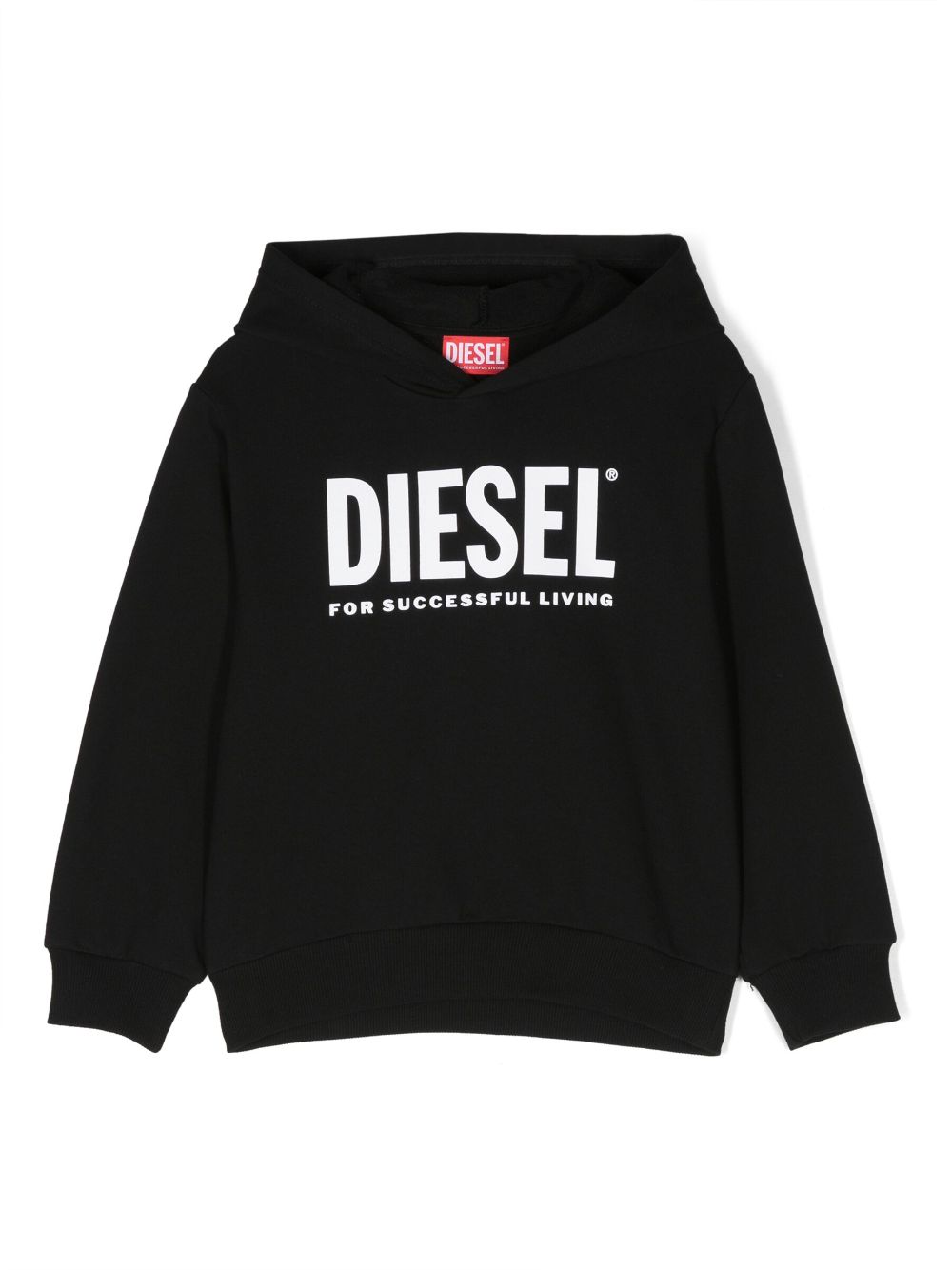Shop Diesel Logo-print Cotton Hoodie In Black