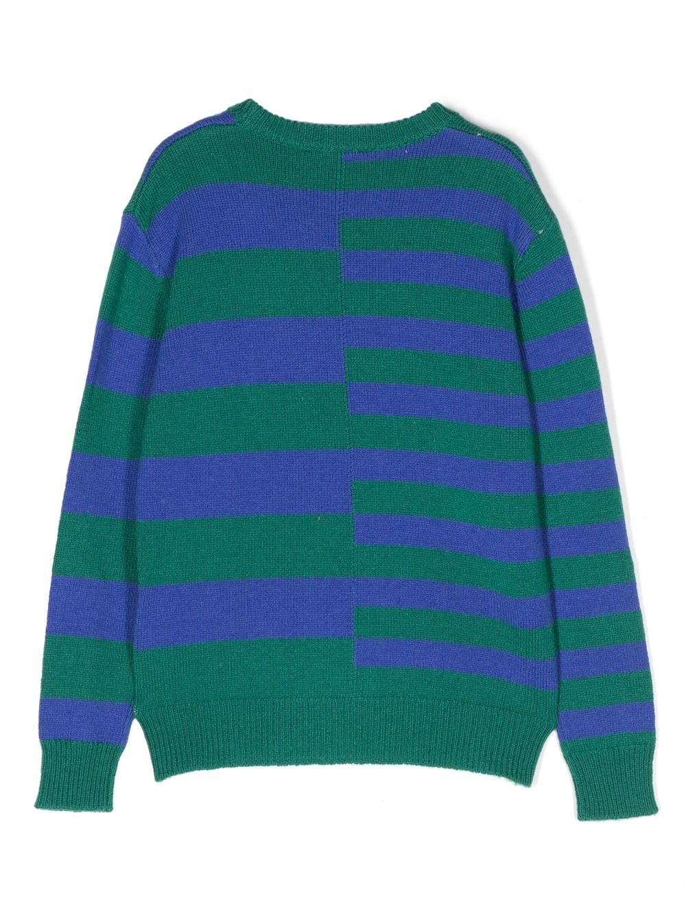 Shop Diesel Intarsia-knit Logo Striped Pullover In Green