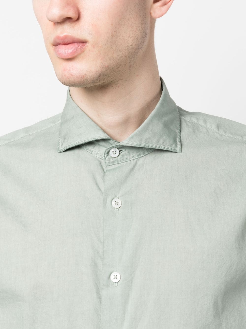 Shop Lardini Long-sleeved Cotton Shirt In Green