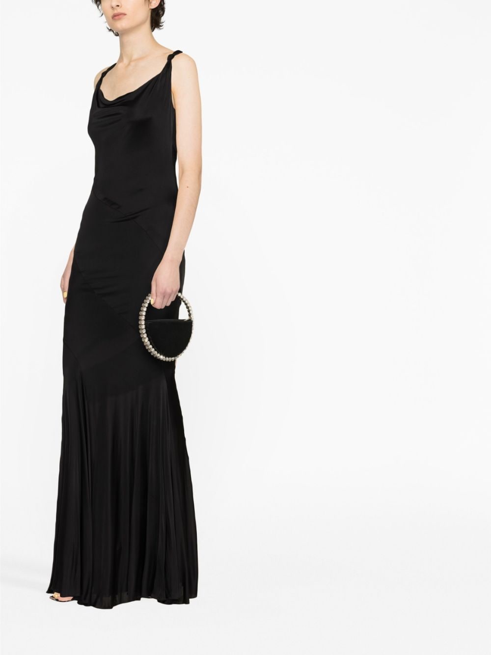 Shop Blumarine Knot-detail Satin Gown In Black