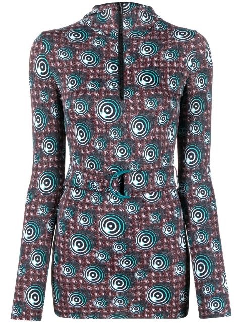 Jean Paul Gaultier Pre-Owned 1996 spiral print belted hooded top