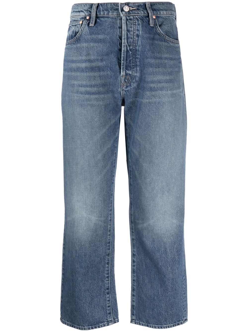 Shop Mother The Ditcher Cropped Jeans In Blue