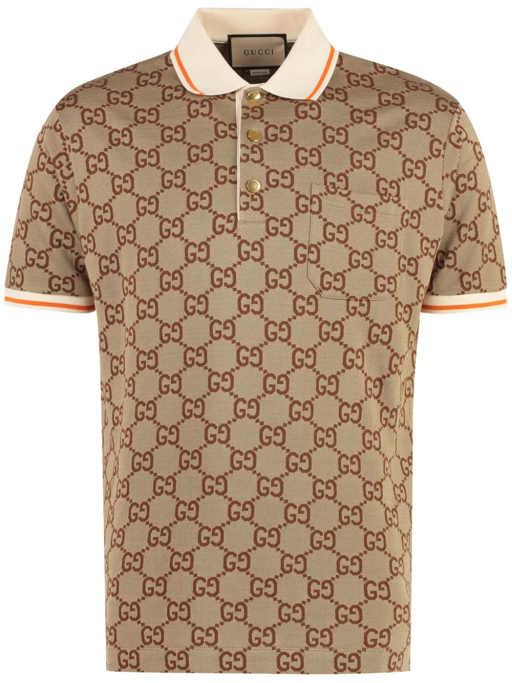 Gucci GG jacquard pique polo shirt men Cotton Cotton Silk L Neutrals