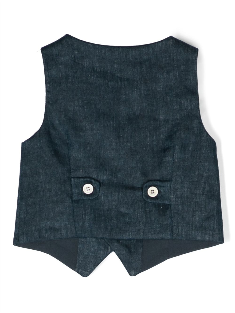 La Stupenderia button-up cotton-linen waistcoat - Blauw