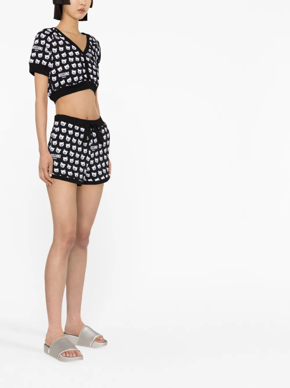 Moschino Shorts met logoprint - Zwart