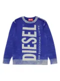 Diesel Kids intarsia-knit logo wool jumper - Blue