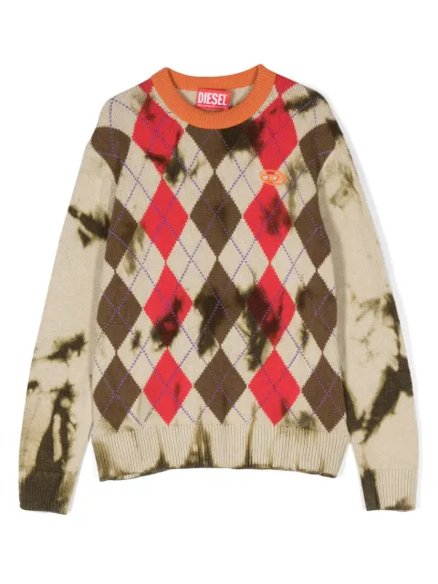 Diesel Kids Kairo argyle-knit jumper