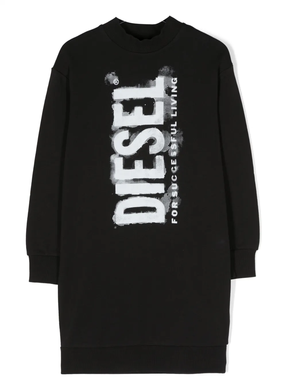 Diesel Kids robe mi-longue à logo imprimé - Noir