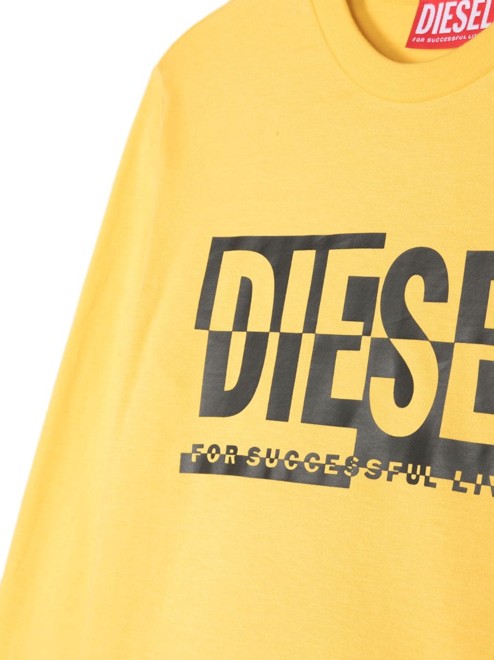 Shop Diesel Logo-print Long-sleeve T-shirt In Yellow