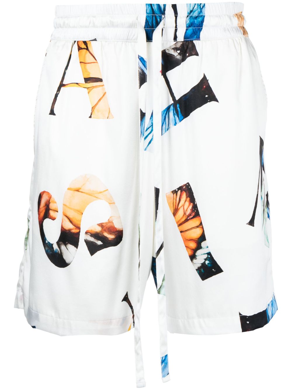 Shop Nahmias Graphic-print Silk Shorts In Weiss