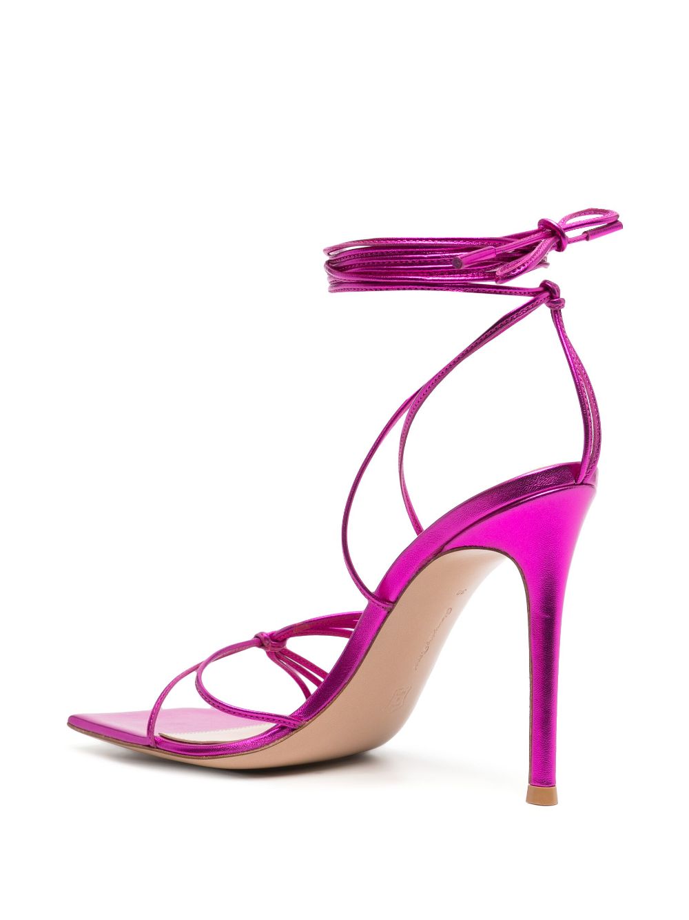 Shop Gianvito Rossi Sylvie 115mm Metallic Leather Sandals In Pink