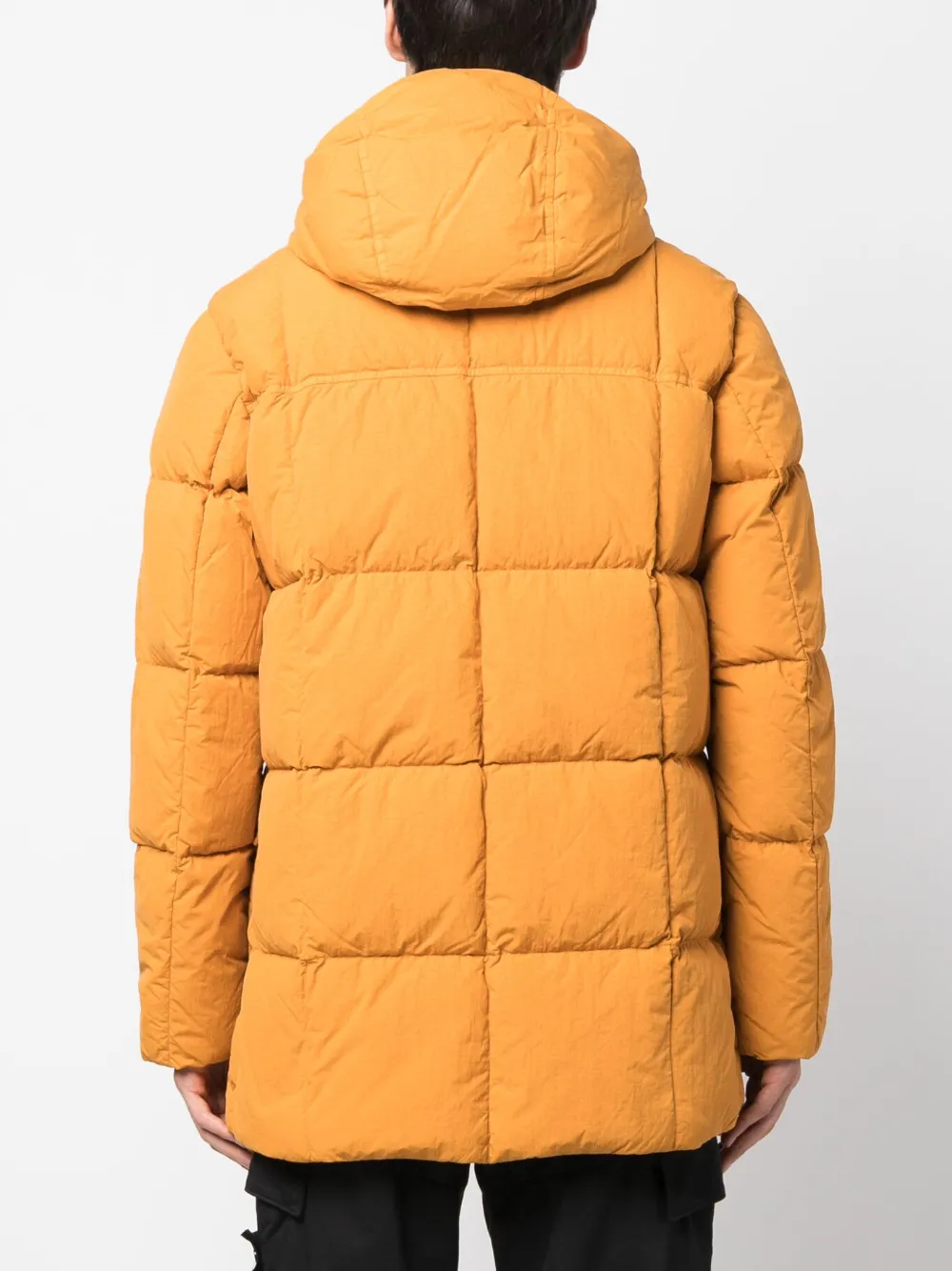 Shop C.p. Company Quilted Hooded Down Jacket In Gelb