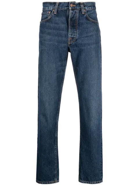 Nudie Jeans جينز بقصة مستقيمة وشارة شعار الماركة
