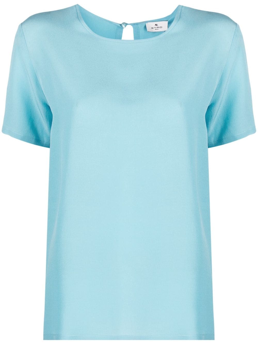Shop Etro Round-neck Silk T-shirt In Blue