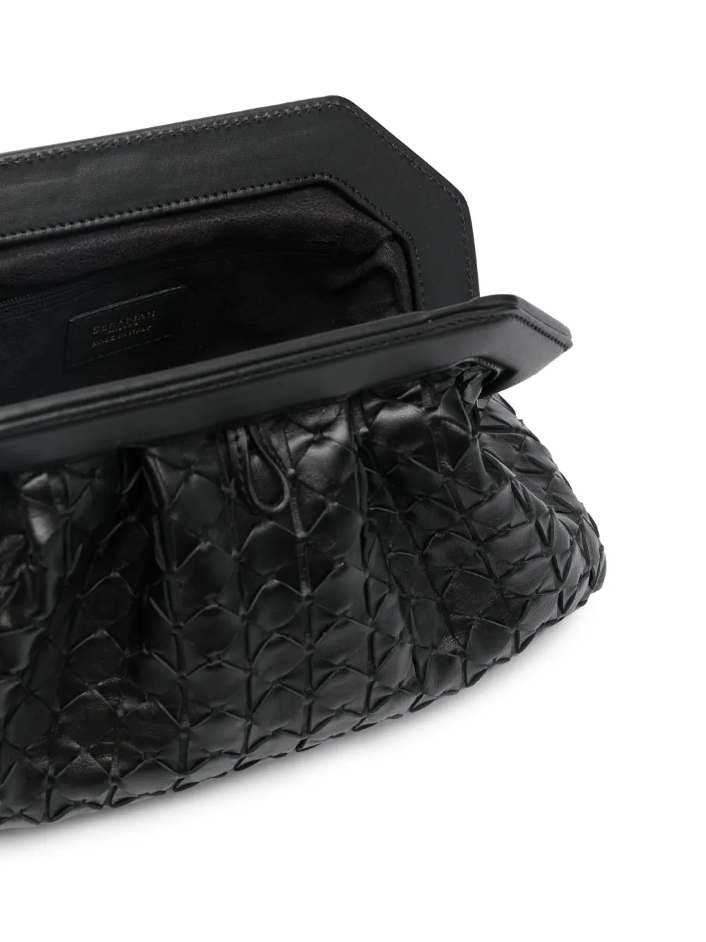 Serapian Mini Secret Mosaico Clutch Bag in Black, view 5