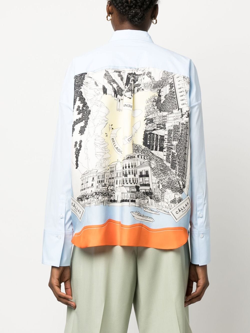 Shop Callas Milano Sirene Graphic-print Shirt In Blue