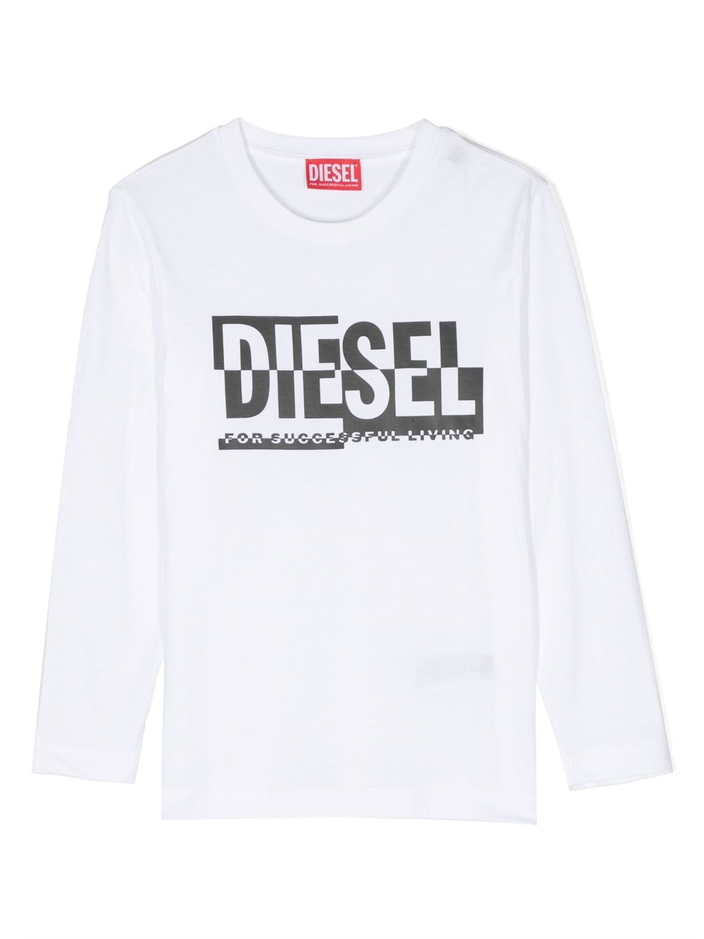 Shop Diesel Logo-print Long-sleeve T-shirt In White