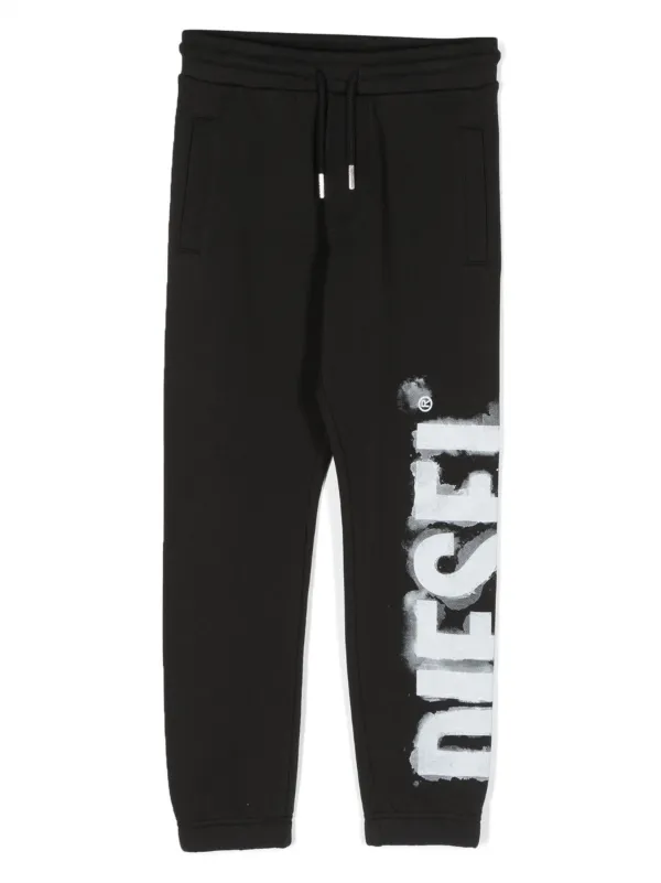 新品DIESELキッズ総柄パンツ12Y黒ロゴデザイン DIESEL KIDS ディーゼルキッズ KID ブラックデニム ジーンズ