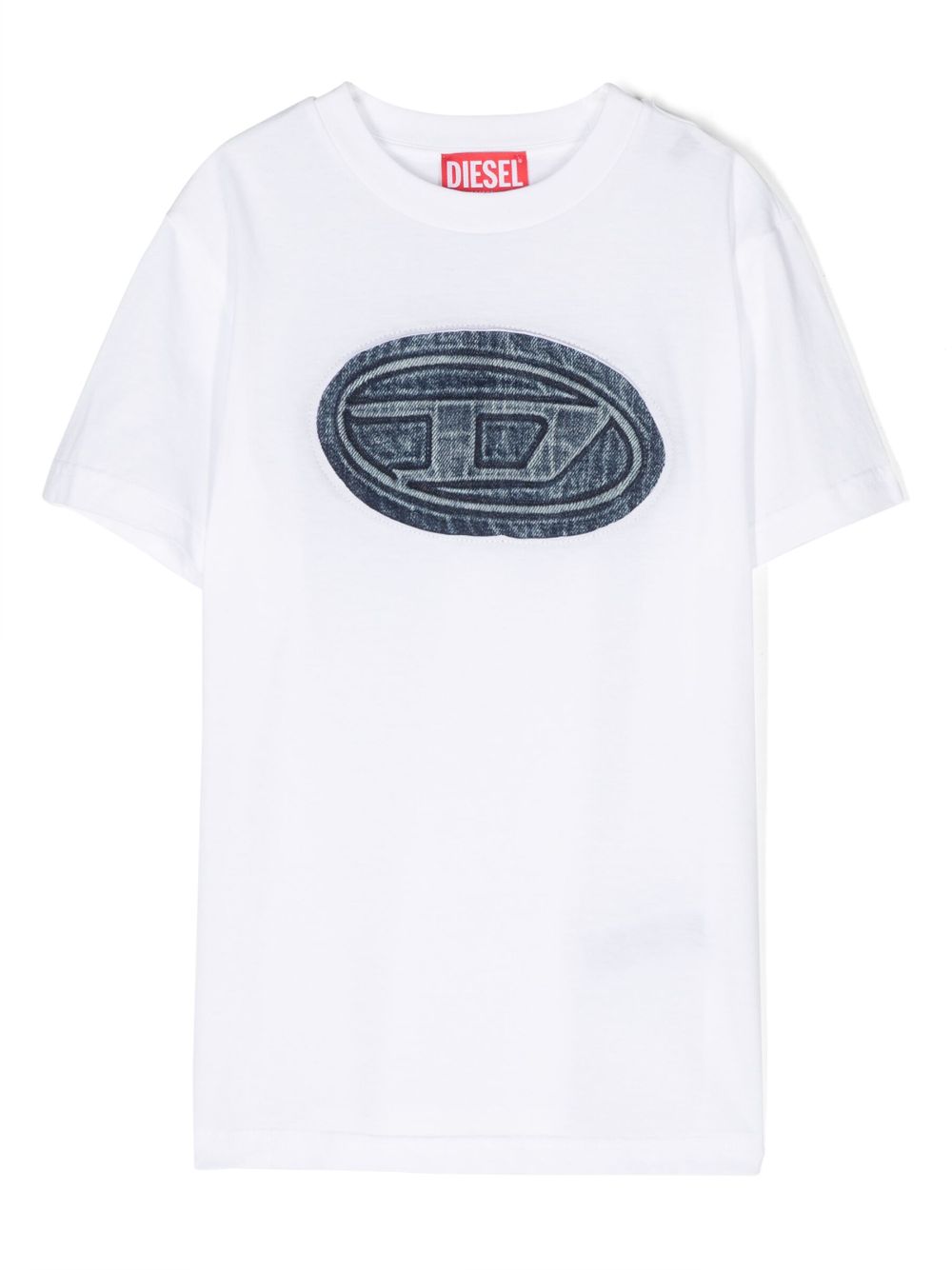 Diesel Kids logo-print denim-oatch T-shirt - White