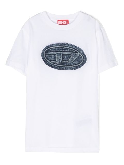 logo-print denim-oatch T-shirt