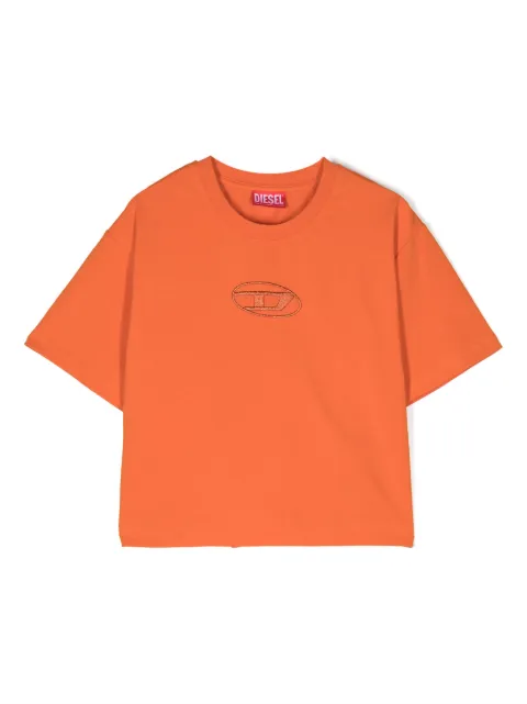 Diesel Kids 로고 자수 스트레치 티셔츠