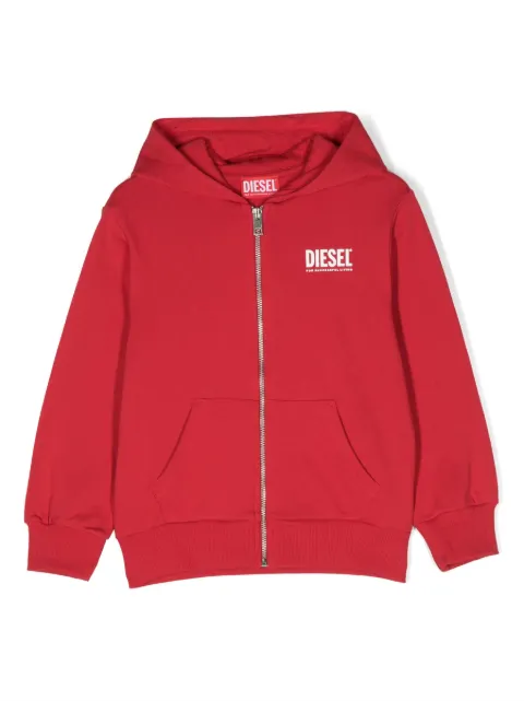 Diesel Kids logo-print zip-up hoodie