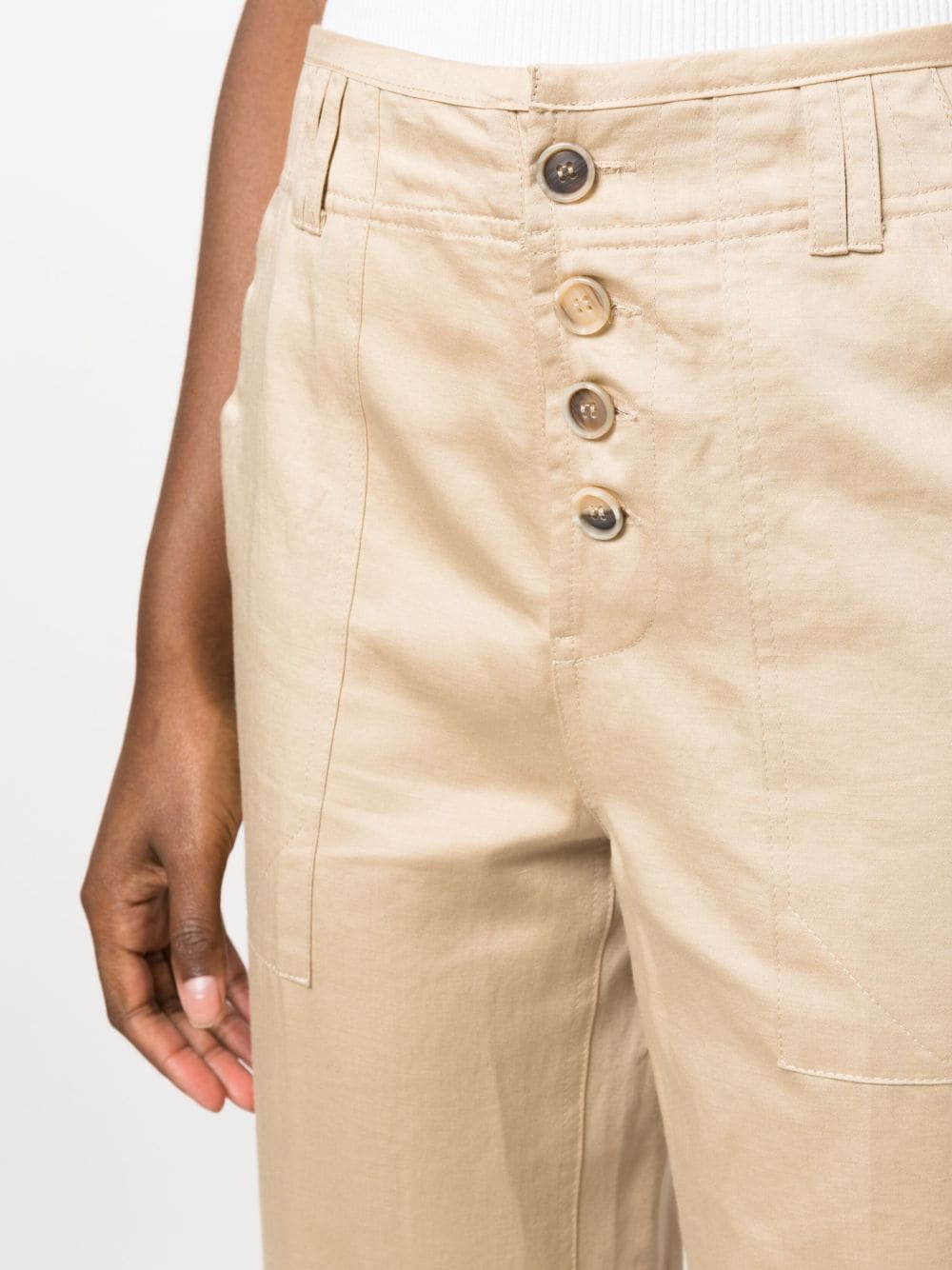 Shop Semicouture Button-fly Straight-leg Trousers In Neutrals