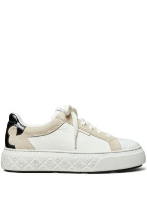 Tory Burch Clover Metallic Low-Top Court Sneakers