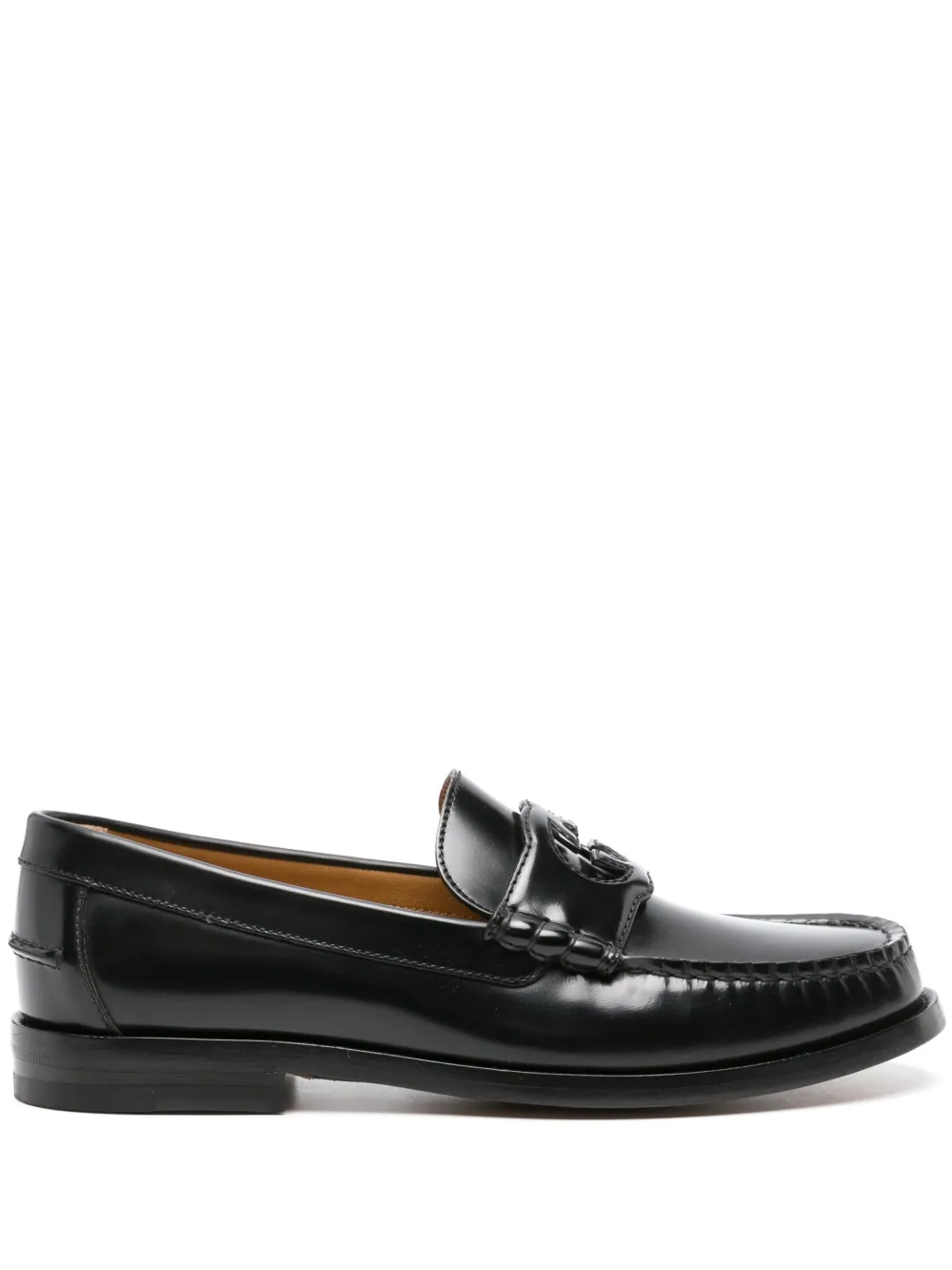 Shop Gucci Interlocking G Leather Loafers In Schwarz