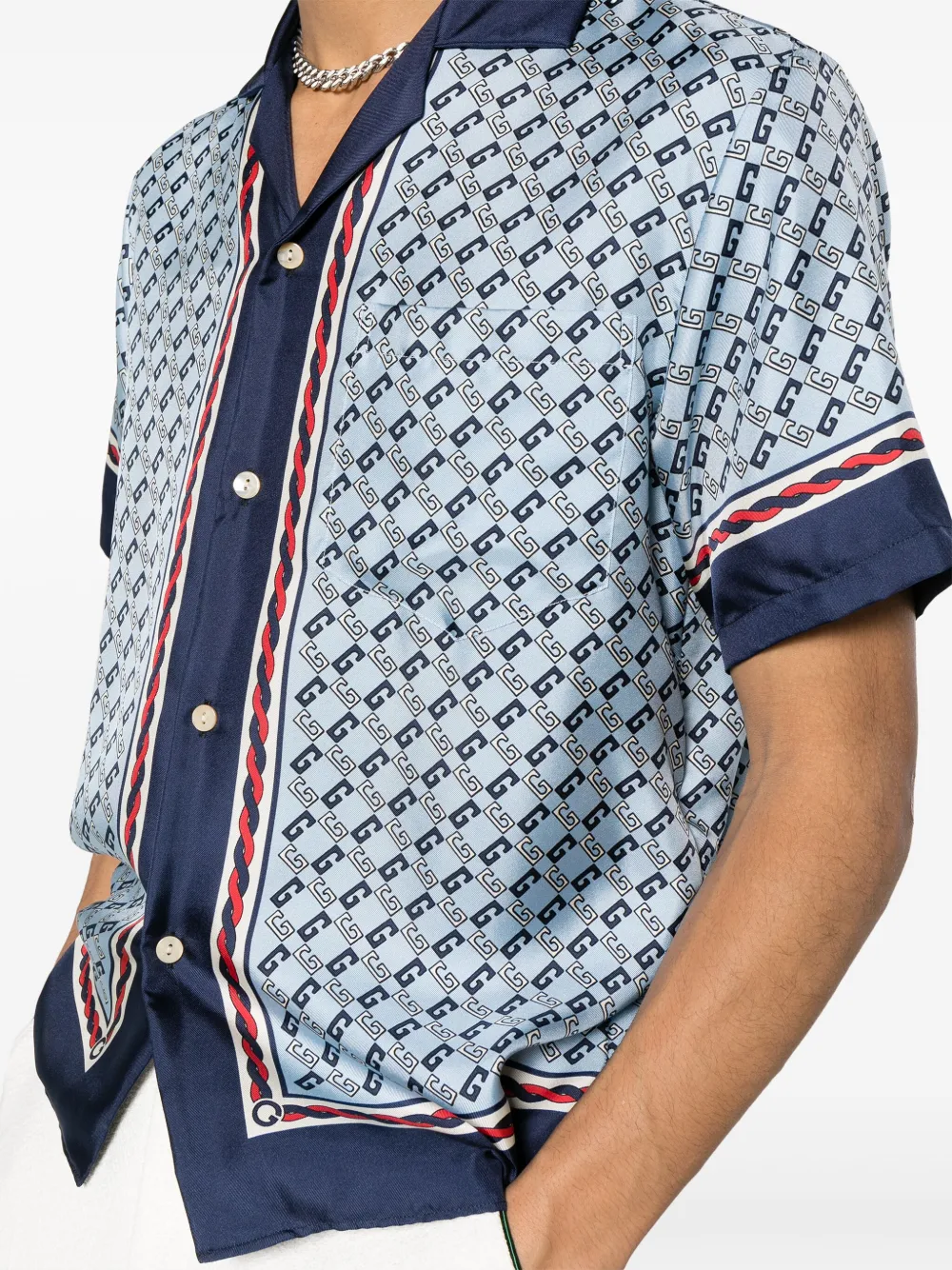 GG-pattern silk shirt