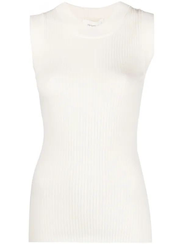 Sportmax Ribbed-knit Sleeveless Top in White