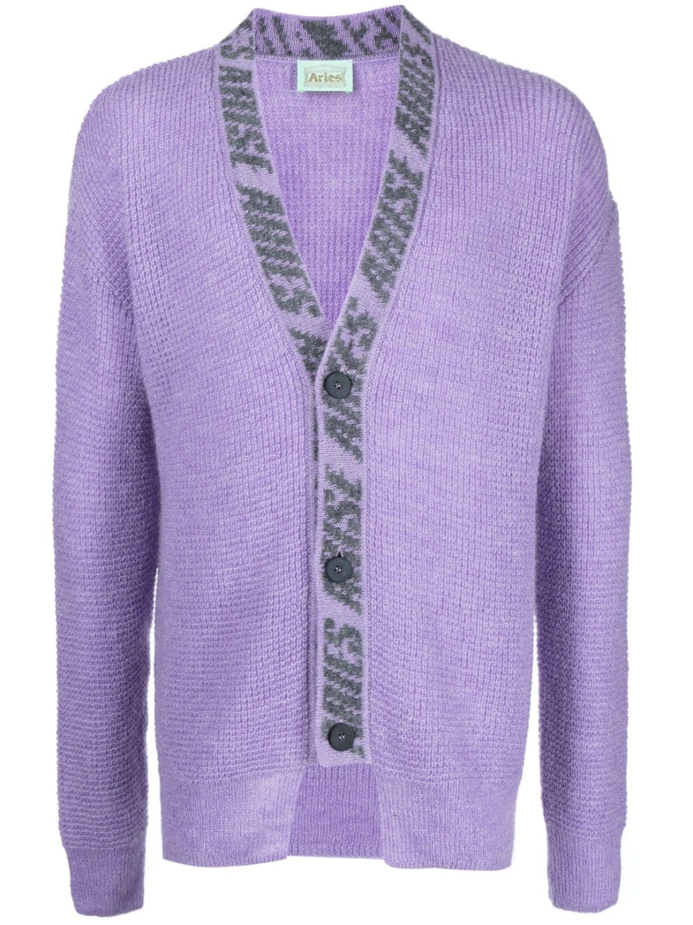 Shop Aries Waffle-knit Cardigan In Purple