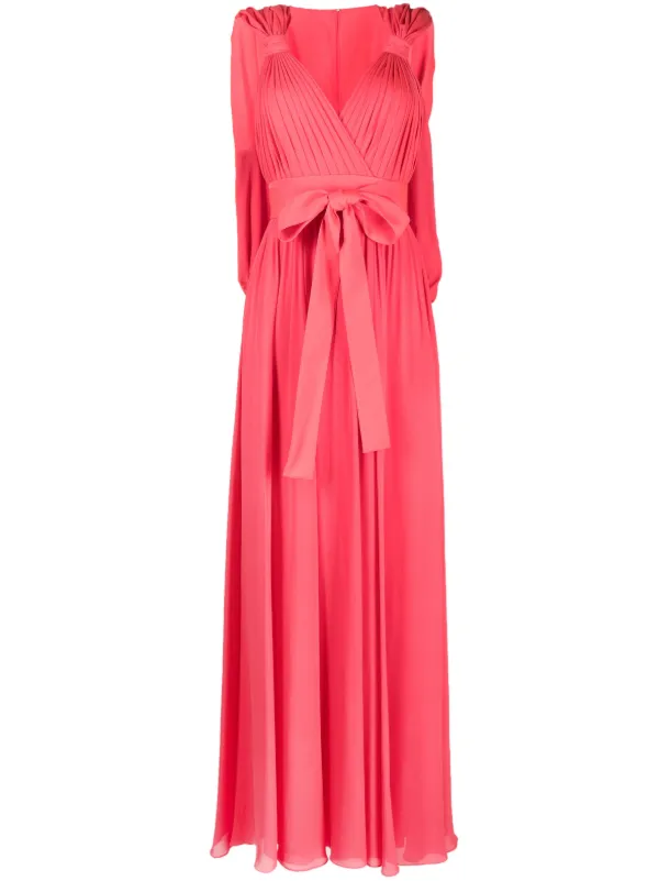 Elie Saab Bow-detail Double Georgette Gown in Red