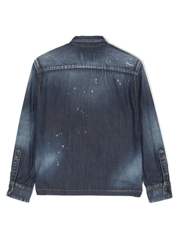 DSQUARED2 KIDS ペイント デニムシャツ | ブルー | FARFETCH JP