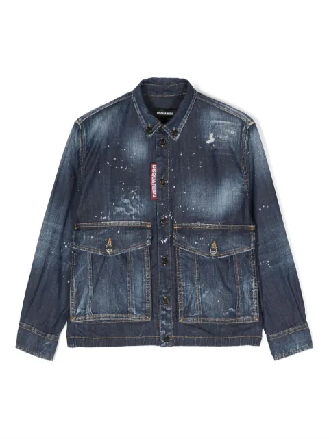 DSQUARED2 KIDS camisa de mezclilla con salpicaduras de pintura estampadas