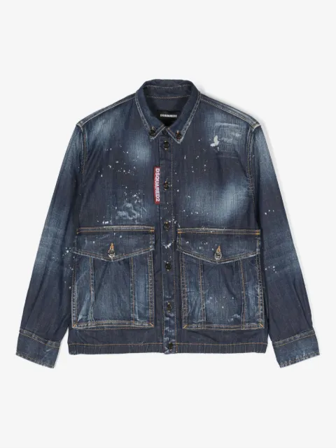 DSQUARED2 KIDS paint-splatter denim shirt