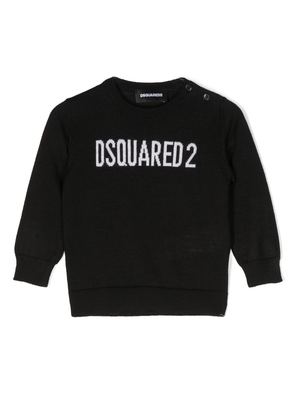 DSQUARED2 KIDS logo-intarsia knitted jumper - Black