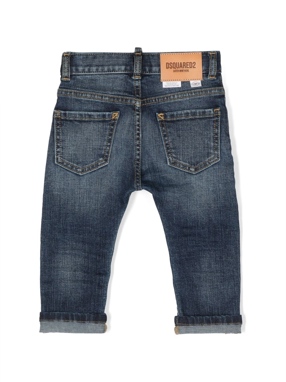 DSQUARED2 KIDS logo-patch distressed-effect jeans - Blue