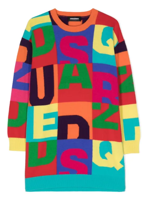 DSQUARED2 KIDS intarsia-knit colour-block wool dress