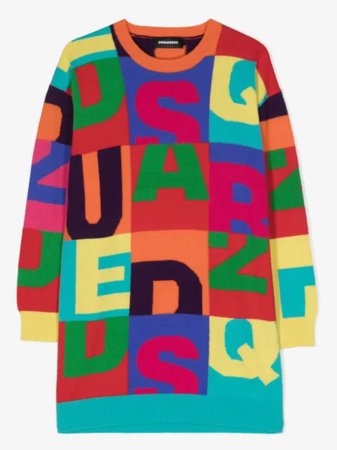 DSQUARED2 KIDS intarsia-knit colour-block wool dress