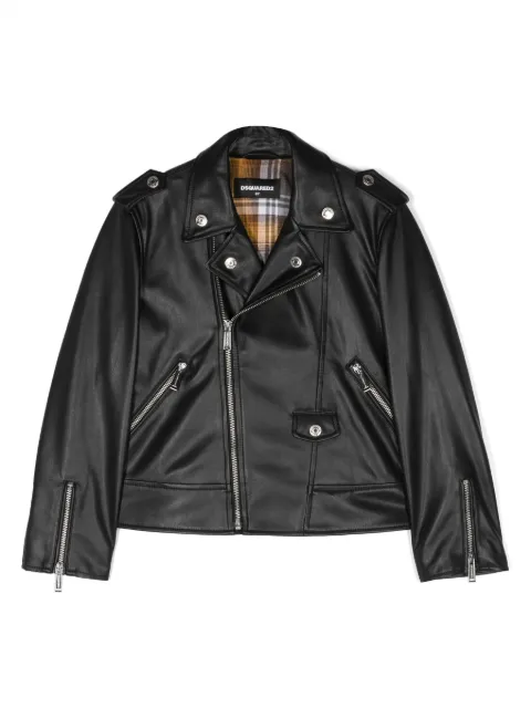 Dsquared2 Kids logo-patch faux-leather jacket